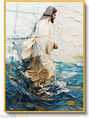 Tablonhazır Dikey Çerçeveli Cam Isa 1 Modern Ev Dekoru Duvar Sanatı Ev Ofis Tablosu