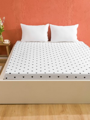 Lc Waikiki Yeni Sezon Kalp Desenli Çift Kişilik Lastikli Çarşaf