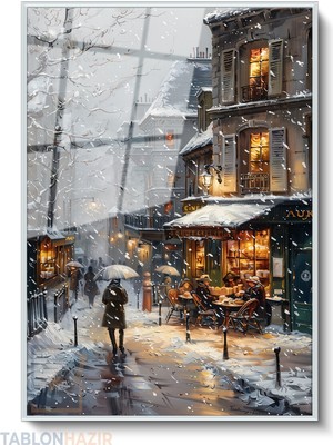 Tablonhazır Dikey Çerçeveli Cam Kar Yagmur Modern Ev Dekoru Duvar Sanatı Ev Ofis Tablosu