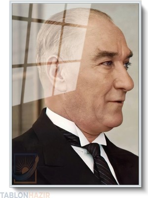 Tablonhazır Dikey Çerçeveli Cam Atatürk 25 Modern Ev Dekoru Duvar Sanatı Ev Ofis Tablosu