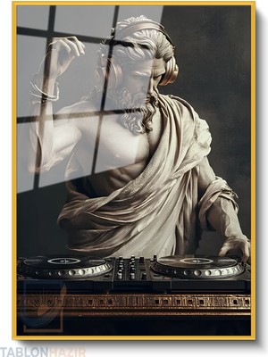 Tablonhazır Dikey Çerçeveli Cam Dj Zeus Modern Ev Dekoru Duvar Sanatı Ev Ofis Tablosu