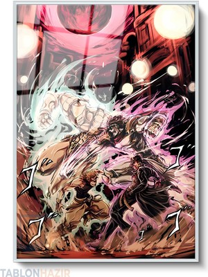 Tablonhazır Dikey Çerçeveli Cam Jojo Anime Modern Ev Dekoru Duvar Sanatı Ev Ofis Tablosu