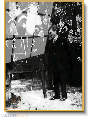 Tablonhazır Dikey Çerçeveli Cam Basogretmen Ataturk Modern Ev Dekoru Duvar Sanatı Ev Ofis Tablosu