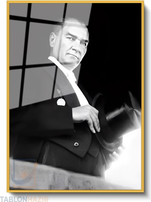 Tablonhazır Dikey Çerçeveli Cam Cam Ata 032 Modern Ev Dekoru Duvar Sanatı Ev Ofis Tablosu