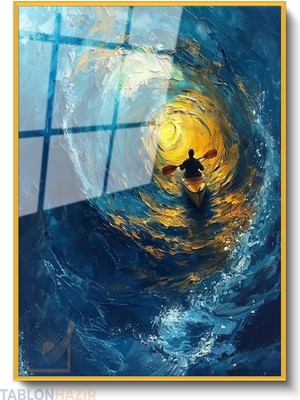 Tablonhazır Dikey Çerçeveli Cam Surf Manzara Modern Ev Dekoru Duvar Sanatı Ev Ofis Tablosu