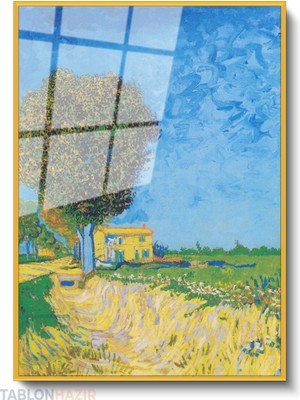 Tablonhazır Dikey Çerçeveli Cam Vangogh 86 Modern Ev Dekoru Duvar Sanatı Ev Ofis Tablosu