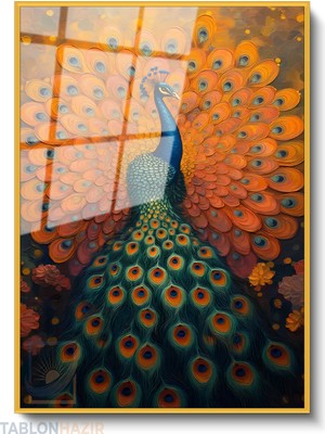 Tablonhazır Dikey Çerçeveli Cam Renkli Tavuzkusu Modern Ev Dekoru Duvar Sanatı Ev Ofis Tablosu