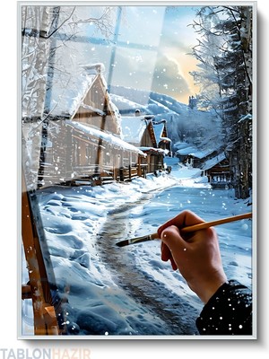 Tablonhazır Dikey Çerçeveli Cam Kendiressam Modern Ev Dekoru Duvar Sanatı Ev Ofis Tablosu