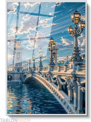 Tablonhazır Dikey Çerçeveli Cam Klasik Kopru Modern Ev Dekoru Duvar Sanatı Ev Ofis Tablosu