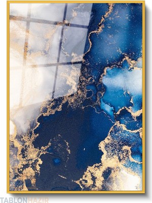 Tablonhazır Dikey Çerçeveli Cam Mermer Deseni Tasarim Modern Ev Dekoru Duvar Sanatı Ev Ofis Tablosu