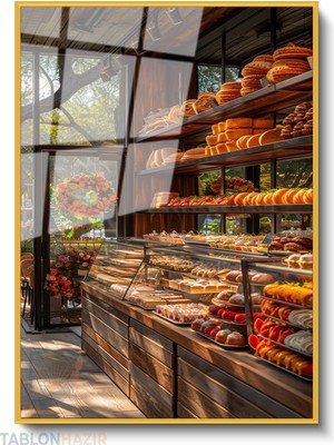 Tablonhazır Dikey Çerçeveli Cam Pastane Modern Ev Dekoru Duvar Sanatı Ev Ofis Tablosu