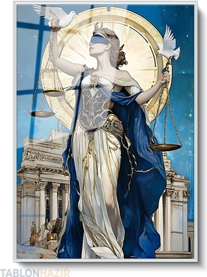 Tablonhazır Dikey Çerçeveli Cam Adaletkadın2 Modern Ev Dekoru Duvar Sanatı Ev Ofis Tablosu