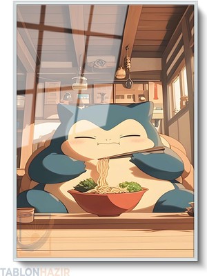 Tablonhazır Dikey Çerçeveli Cam Anime Yemek Modern Ev Dekoru Duvar Sanatı Ev Ofis Tablosu