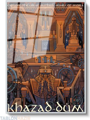 Tablonhazır Dikey Çerçeveli Cam Khazad Dum Lotr Modern Ev Dekoru Duvar Sanatı Ev Ofis Tablosu