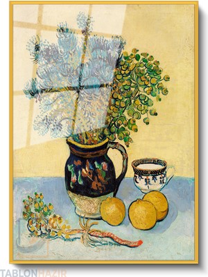 Tablonhazır Dikey Çerçeveli Cam Vangogh 62 Modern Ev Dekoru Duvar Sanatı Ev Ofis Tablosu