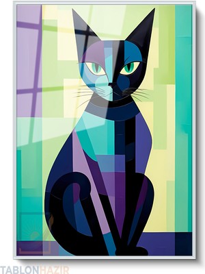 Tablonhazır Dikey Çerçeveli Cam Mozaikedi Modern Ev Dekoru Duvar Sanatı Ev Ofis Tablosu