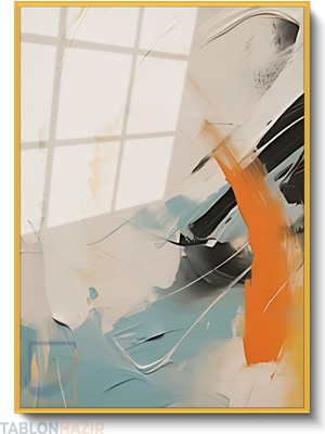 Tablonhazır Dikey Çerçeveli Cam Soyut 0043 1 Modern Ev Dekoru Duvar Sanatı Ev Ofis Tablosu