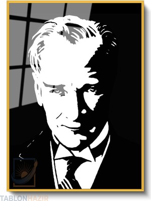 Tablonhazır Dikey Çerçeveli Cam Cam Ata 003 Modern Ev Dekoru Duvar Sanatı Ev Ofis Tablosu