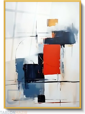 Tablonhazır Dikey Çerçeveli Cam Soyut 0042 2 Modern Ev Dekoru Duvar Sanatı Ev Ofis Tablosu