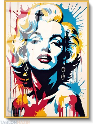 Tablonhazır Dikey Çerçeveli Cam Mariliyn3 Modern Ev Dekoru Duvar Sanatı Ev Ofis Tablosu