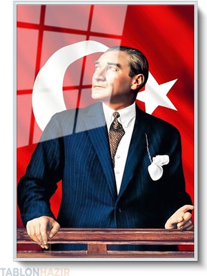 Tablonhazır Dikey Çerçeveli Cam Cam Ata 016 Modern Ev Dekoru Duvar Sanatı Ev Ofis Tablosu