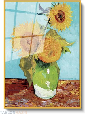 Tablonhazır Dikey Çerçeveli Cam Vangogh 101 Modern Ev Dekoru Duvar Sanatı Ev Ofis Tablosu