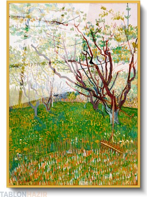 Tablonhazır Dikey Çerçeveli Cam Vangogh 57 Modern Ev Dekoru Duvar Sanatı Ev Ofis Tablosu