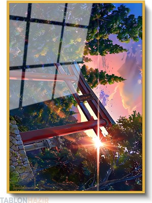 Tablonhazır Dikey Çerçeveli Cam Japon Kapi Modern Ev Dekoru Duvar Sanatı Ev Ofis Tablosu