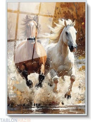 Tablonhazır Dikey Çerçeveli Cam Kahverengi Beyaz Aylar Modern Ev Dekoru Duvar Sanatı Ev Ofis Tablosu