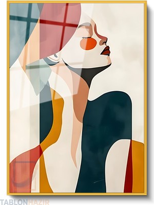 Tablonhazır Dikey Çerçeveli Cam Soyut 0034 Modern Ev Dekoru Duvar Sanatı Ev Ofis Tablosu