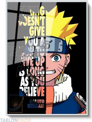 Tablonhazır Dikey Çerçeveli Cam Naruto1 Modern Ev Dekoru Duvar Sanatı Ev Ofis Tablosu