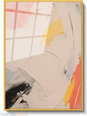Tablonhazır Dikey Çerçeveli Cam Soyut 0043 2 Modern Ev Dekoru Duvar Sanatı Ev Ofis Tablosu