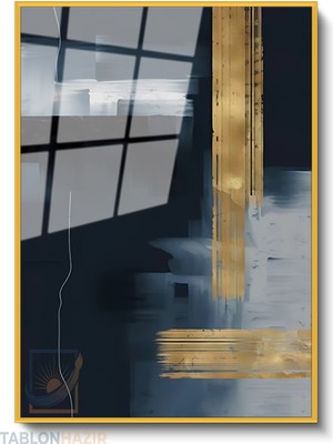 Tablonhazır Dikey Çerçeveli Cam Soyut 0044 3 Modern Ev Dekoru Duvar Sanatı Ev Ofis Tablosu