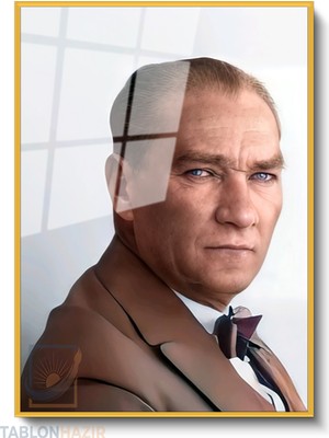 Tablonhazır Dikey Çerçeveli Cam Cam Ata 013 Modern Ev Dekoru Duvar Sanatı Ev Ofis Tablosu