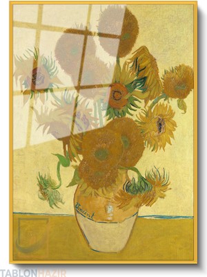 Tablonhazır Dikey Çerçeveli Cam Vangogh 136 Modern Ev Dekoru Duvar Sanatı Ev Ofis Tablosu