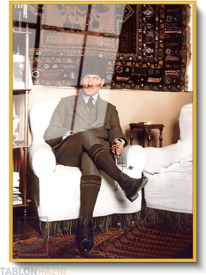 Tablonhazır Dikey Çerçeveli Cam Cam Ata 022 Modern Ev Dekoru Duvar Sanatı Ev Ofis Tablosu