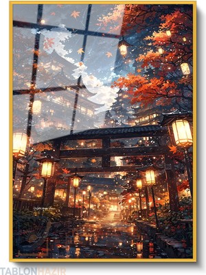 Tablonhazır Dikey Çerçeveli Cam Japonya Kapılar Modern Ev Dekoru Duvar Sanatı Ev Ofis Tablosu