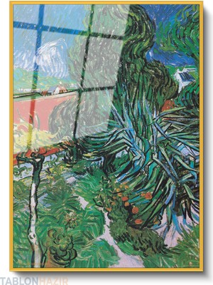 Tablonhazır Dikey Çerçeveli Cam Vangogh 102 Modern Ev Dekoru Duvar Sanatı Ev Ofis Tablosu