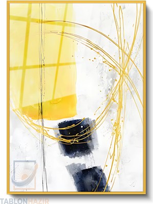 Tablonhazır Dikey Çerçeveli Cam Soyut 0005 Modern Ev Dekoru Duvar Sanatı Ev Ofis Tablosu