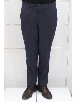 Toricelli Fistan Store Erkek Düz Yüksek Bel Rahat Kalıp Yandan Cepli Boru Paça Büyük Beden Kışlık Yünlü Kumaş Pantolon