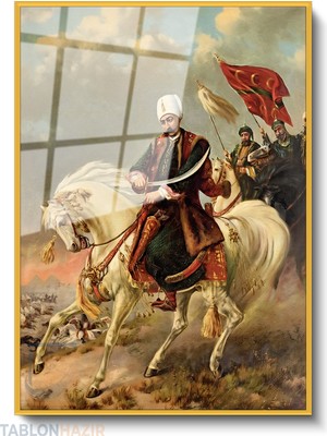 Tablonhazır Dikey Çerçeveli Cam Yavuz Sultan Selim Modern Ev Dekoru Duvar Sanatı Ev Ofis Tablosu