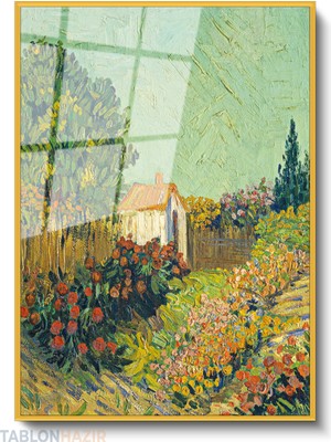 Tablonhazır Dikey Çerçeveli Cam Vangogh 137 Modern Ev Dekoru Duvar Sanatı Ev Ofis Tablosu