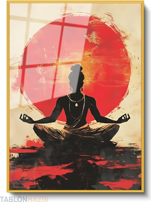 Tablonhazır Dikey Çerçeveli Cam Yoga Huzur Modern Ev Dekoru Duvar Sanatı Ev Ofis Tablosu