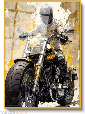 Tablonhazır Dikey Çerçeveli Cam Moto2 Modern Ev Dekoru Duvar Sanatı Ev Ofis Tablosu