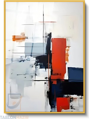 Tablonhazır Dikey Çerçeveli Cam Soyut 0042 3 Modern Ev Dekoru Duvar Sanatı Ev Ofis Tablosu