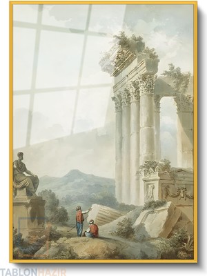 Tablonhazır Dikey Çerçeveli Cam Tarih ve Gunumuz Modern Ev Dekoru Duvar Sanatı Ev Ofis Tablosu