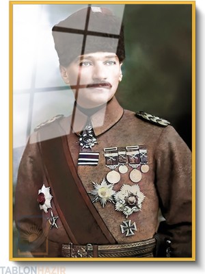 Tablonhazır Dikey Çerçeveli Cam Cam Ata 015 Modern Ev Dekoru Duvar Sanatı Ev Ofis Tablosu