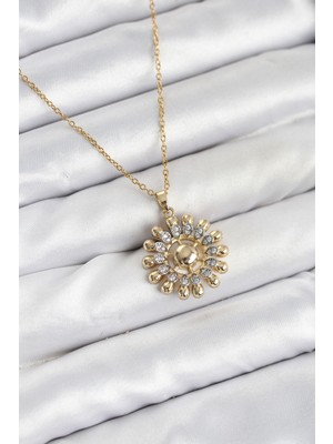 Stillove 316L Çelik Zincir Gold Renk Güneş Model Kadın Kolye