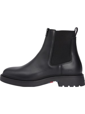 Tommy Hilfiger Siyah Erkek Bot Hılfıger Comfort Lwt Lth Chelsea