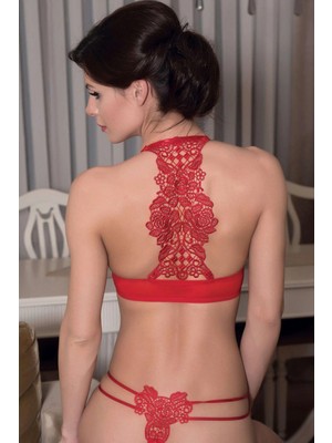 Litae Balenli Destekli Dolgulu Askıları Çıkabilen Önden Açılan Sırt Dekolte Sütyen ve String Takım